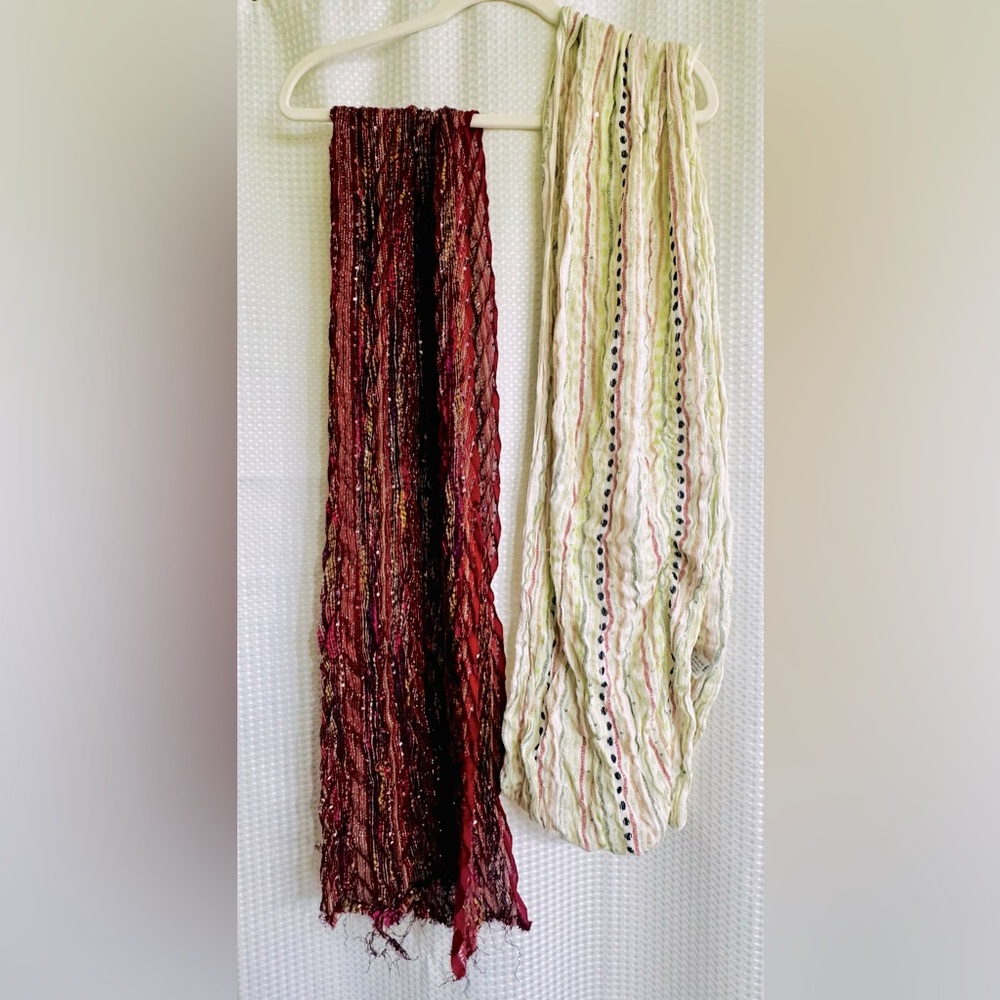 Two dress scarves - maroon and cream colors